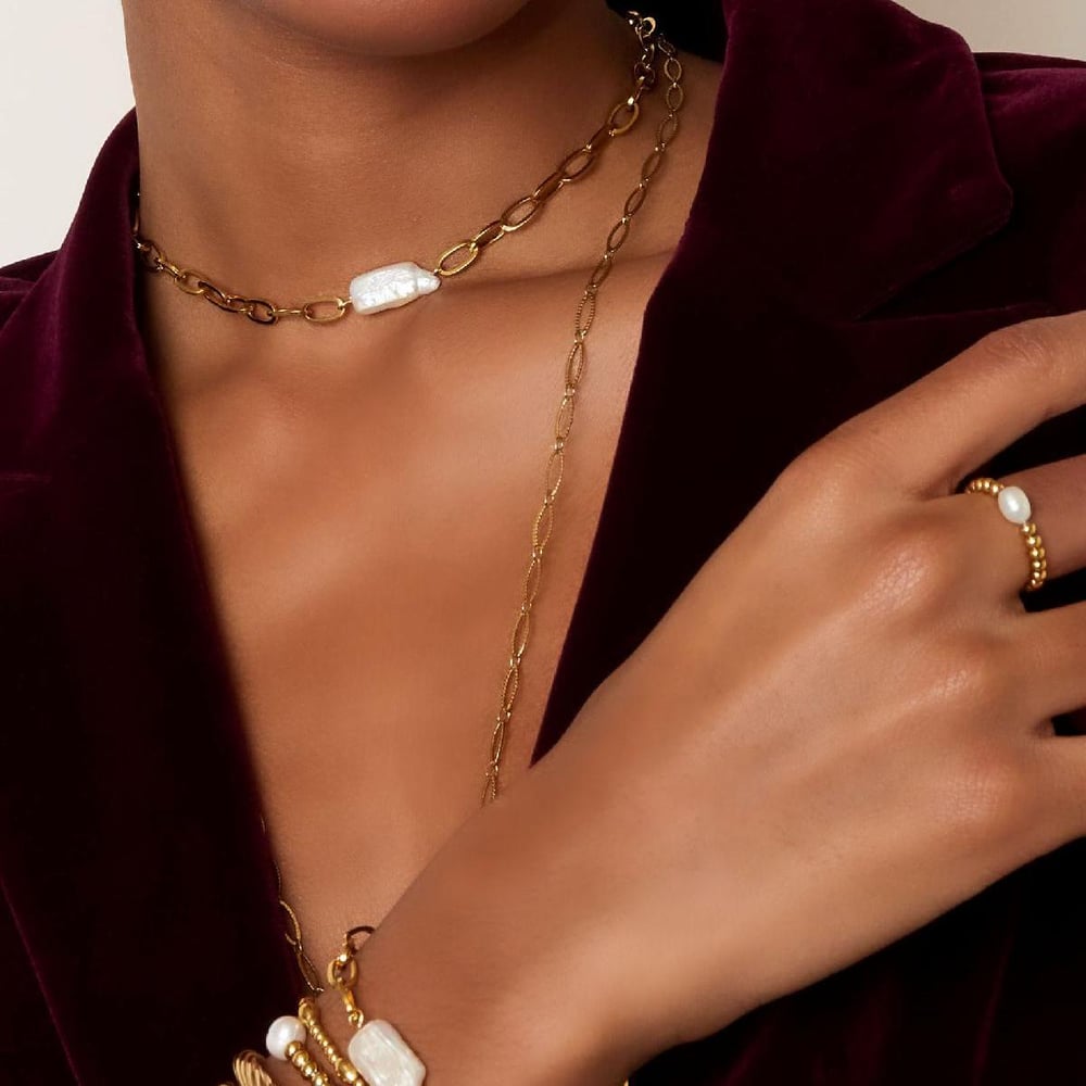 Necklace small chain with a pearl h5Picture5